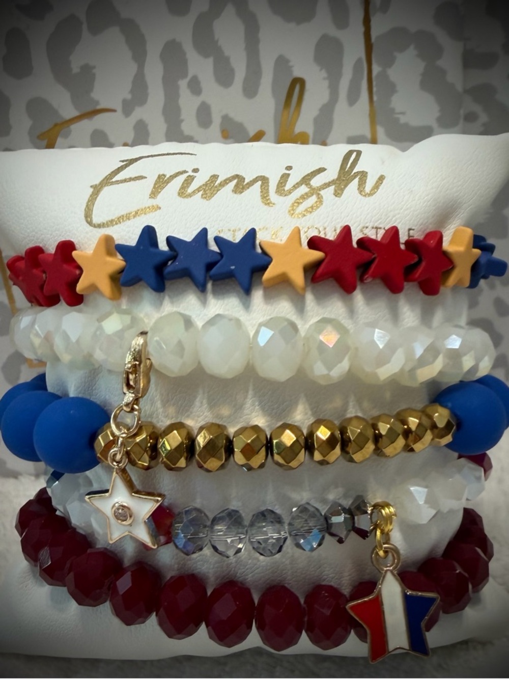 New ERIMISH Bracelets - 5 Pc - RWB - Custom Regular, Kids or Extended Size